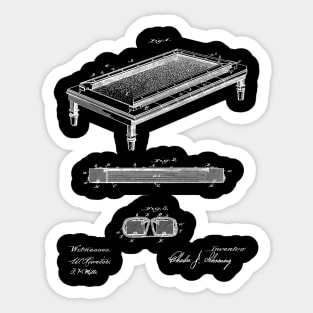 Folding Billiard Table Vintage Patent Hand Drawing Sticker